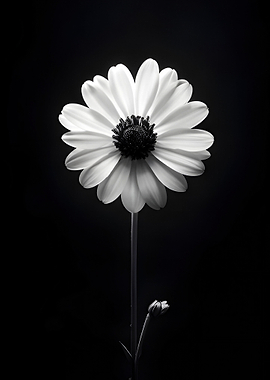 Minimalist Black and White Daisy