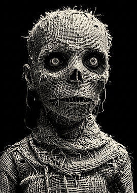 Eerie Burlap Scarecrow Portrait