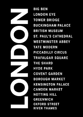 London Landmarks Typography Poster