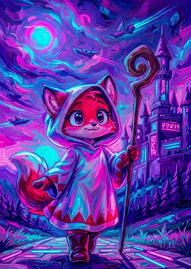 Neon Fantasy Fox Mage
