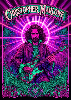 Christopher Marlowe Neon Rock Poster