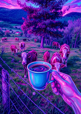Neon Surreal Coffee in Pasture