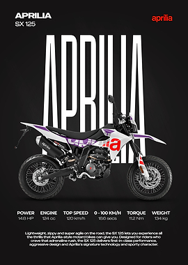 Aprilia SX 125 Motorcycle Poster