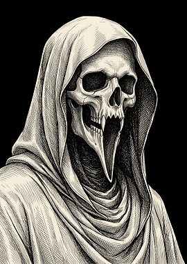 Grim Reaper Skull with Elongated Jaw