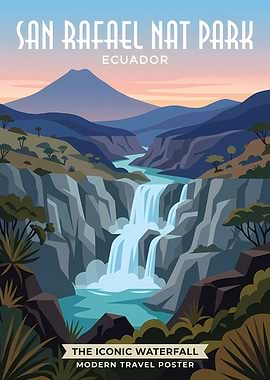San Rafael Waterfall Travel Poster