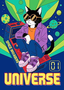 Cool Cat Gaming in Space