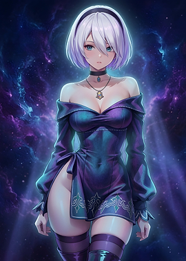 Anime Girl in Cosmic Setting