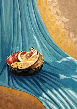 Still Life Painting of Fruit Bowl