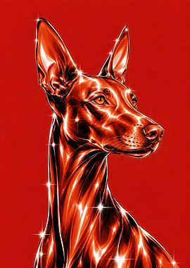 Metallic Red Pharaoh Hound Portrait