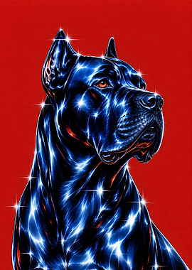 Sparkling Blue Cane Corso Portrait