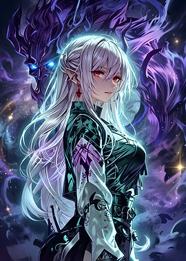 Anime Elf Girl with Dark Spirit