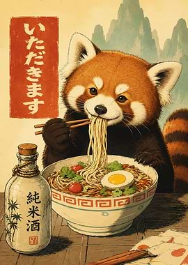 Red Panda Eating Ramen