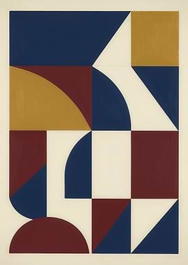 Geometric Abstract Composition in Primary Colors