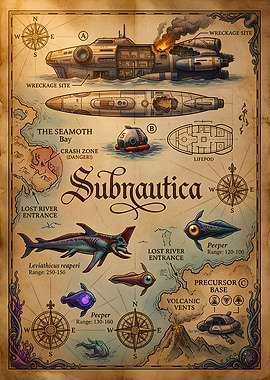 Subnautica Game World Map Poster