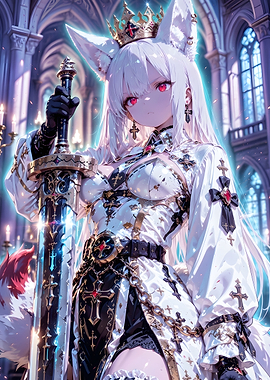 White-Haired Fox Girl Knight