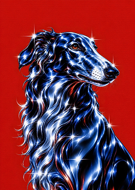 Sparkling Metallic Borzoi Portrait