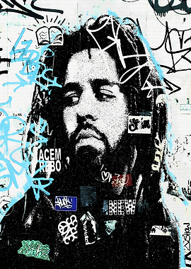 J. Cole Graffiti Street Art Portrait