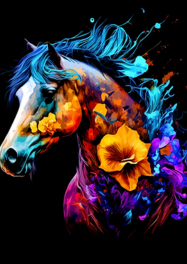 Vibrant Floral Horse Portrait