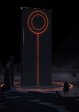 Mysterious Glowing Monolith in Darkness