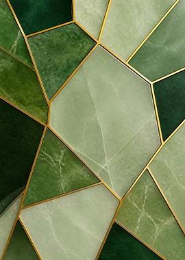Jade Polygon Stone Inlay with Gold Seams