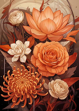 Elegant Orange and Cream Floral Arrangement