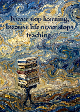 Never Stop Learning Inspirational Art