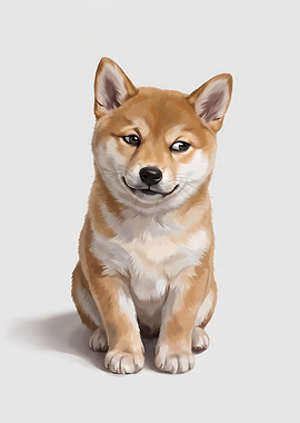 Smirking Shiba Inu Puppy Illustration