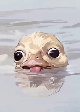 Silly Duckling Swimming in Water