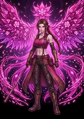 Aerith Gainsborough with Pink Phoenix Wings
