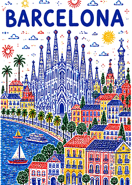 Barcelona Cityscape Illustration