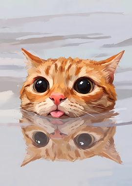 Cute Orange Cat Blep Reflection
