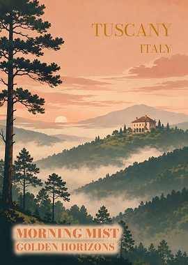 Tuscany Italy Morning Mist Poster