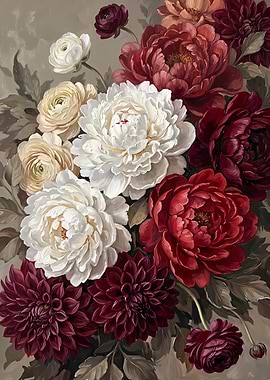 Elegant Floral Bouquet Oil Painting
