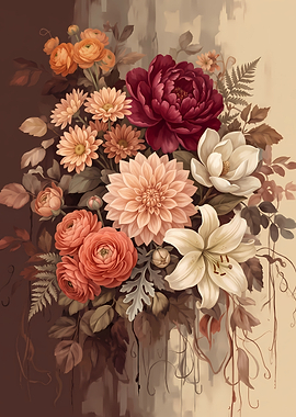 Elegant Autumnal Floral Bouquet Painting