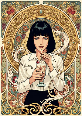Art Nouveau Mia Wallace Milkshake Poster