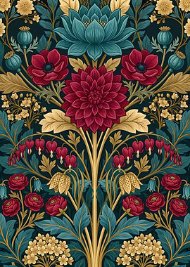 William Morris Style Floral Pattern