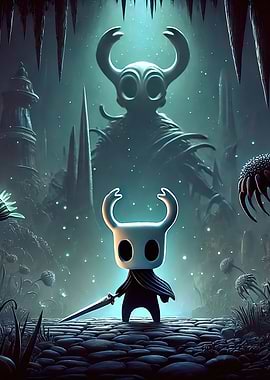 Hollow Knight in Dark Cave