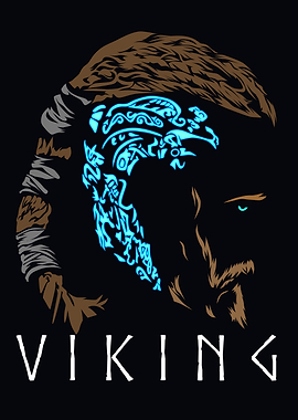 Viking Warrior Glowing Tattoo Portrait