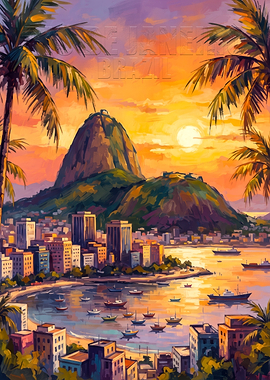 Rio de Janeiro Sunset Painting