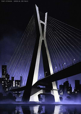 Ponte Estaiada Bridge Sao Paulo Poster