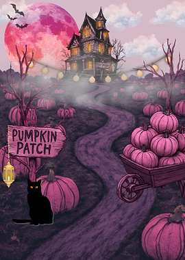 Spooky Pink Halloween Pumpkin Patch