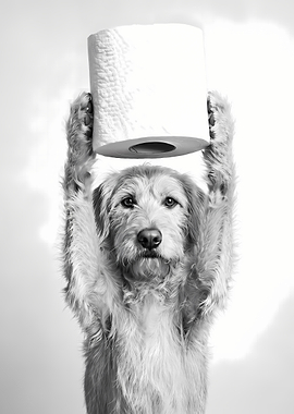 Dog Holding Toilet Paper Roll
