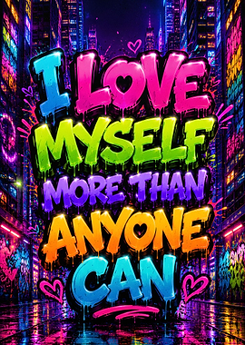 I Love Myself Graffiti Art