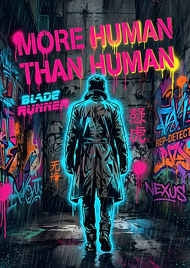 Blade Runner Neon Graffiti Poster