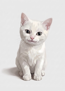 Adorable White Kitten Portrait