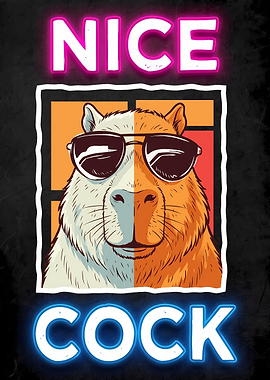 Cool Capybara Neon Style Graphic