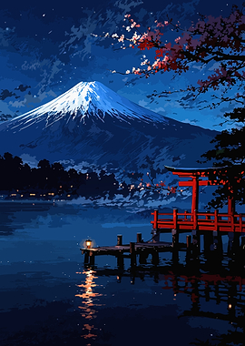Mount Fuji Night Landscape