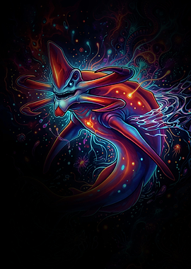 Subnautica Reaper Leviathan Neon Art
