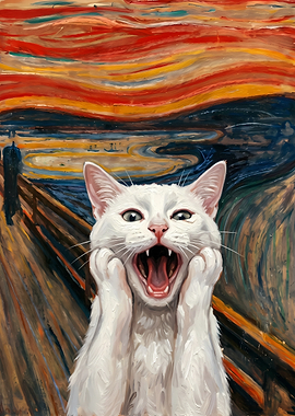 The Scream Cat Parody Painting