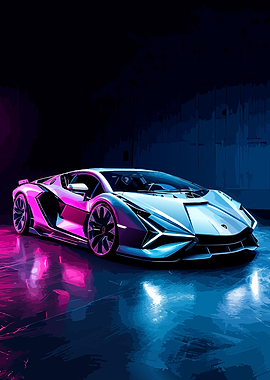 Neon Lamborghini Sian Supercar